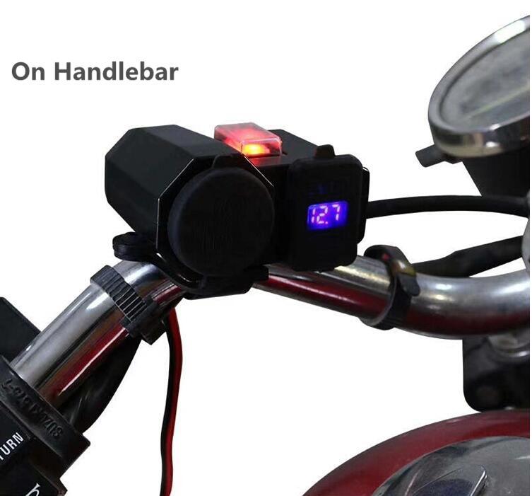4.2A USB Charger Motorcycle with Cigarette Lighter Socket Voltmeter